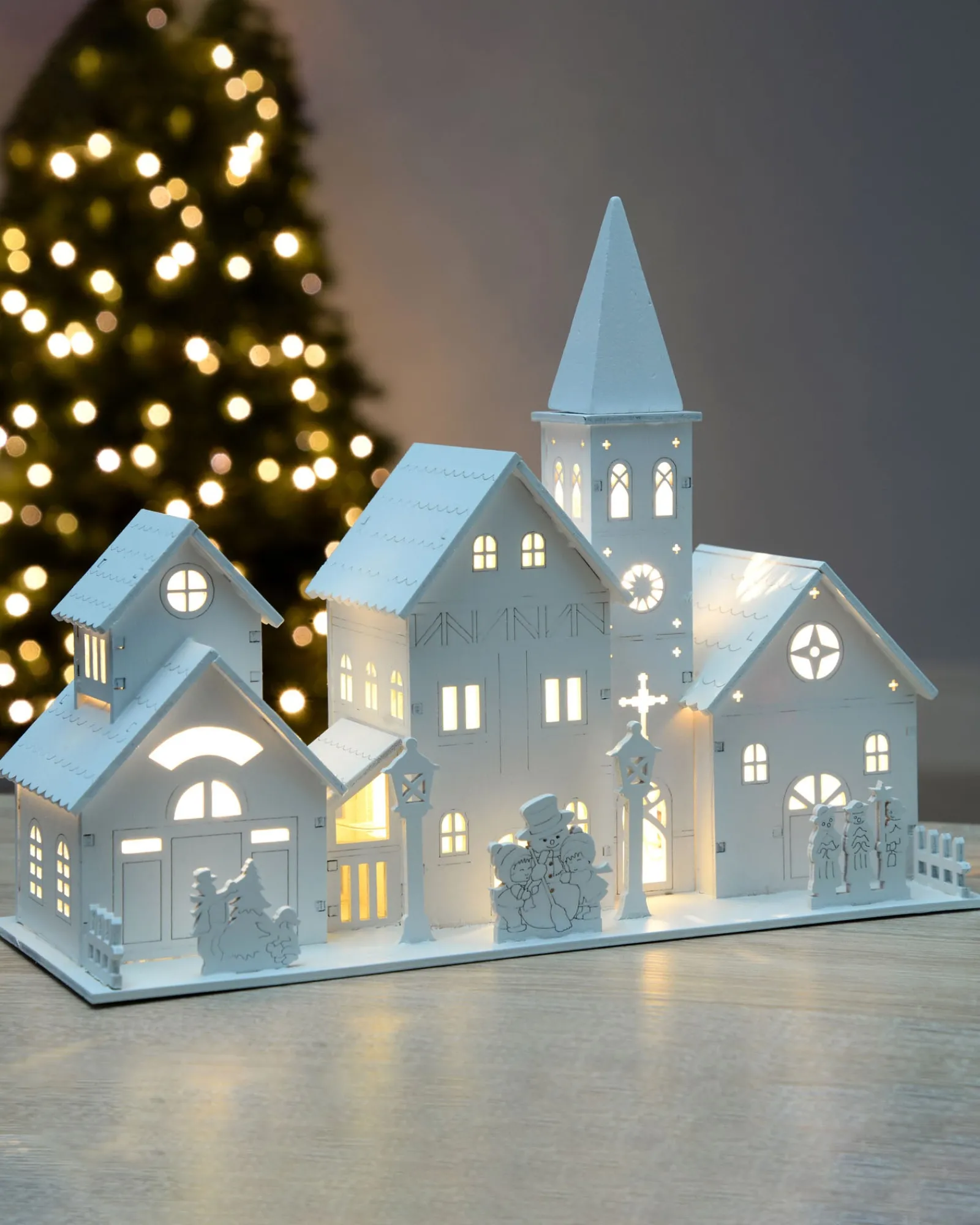 WeRChristmas Pre-Lit Wooden Church Scene, 22 Cm