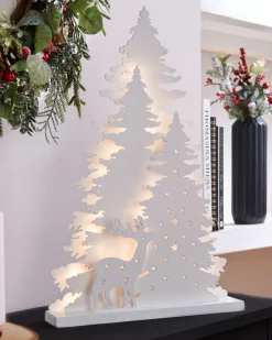 WeRChristmas Pre-Lit Wooden Reindeer Scene, 46 Cm