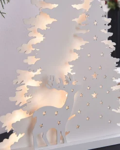 WeRChristmas Pre-Lit Wooden Reindeer Scene, 46 Cm