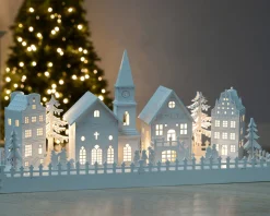 WeRChristmas Pre-Lit Wooden Village Church Scene, 45 Cm
