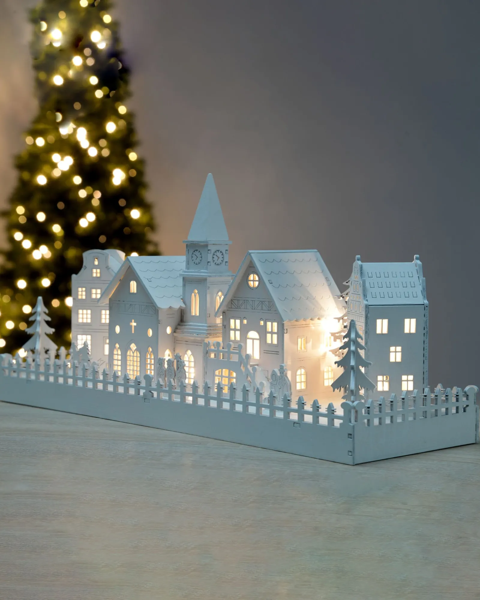 WeRChristmas Pre-Lit Wooden Village Church Scene, 45 Cm