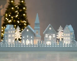 WeRChristmas Pre-Lit Wooden Village Church Scene, 45 Cm