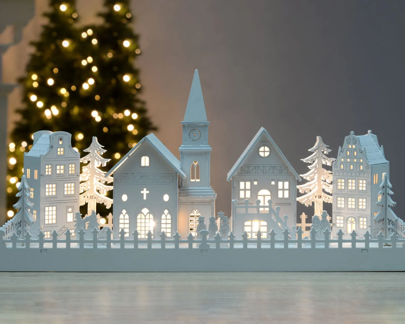 WeRChristmas Pre-Lit Wooden Village Church Scene, 45 Cm