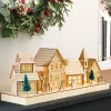 WeRChristmas Pre-Lit Wooden Village Scene, Neutral, 48 Cm