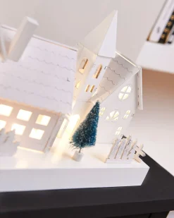 WeRChristmas Pre-Lit Wooden Village Scene, White, 48 Cm