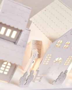 WeRChristmas Pre-Lit Wooden Village Scene, White, 48 Cm