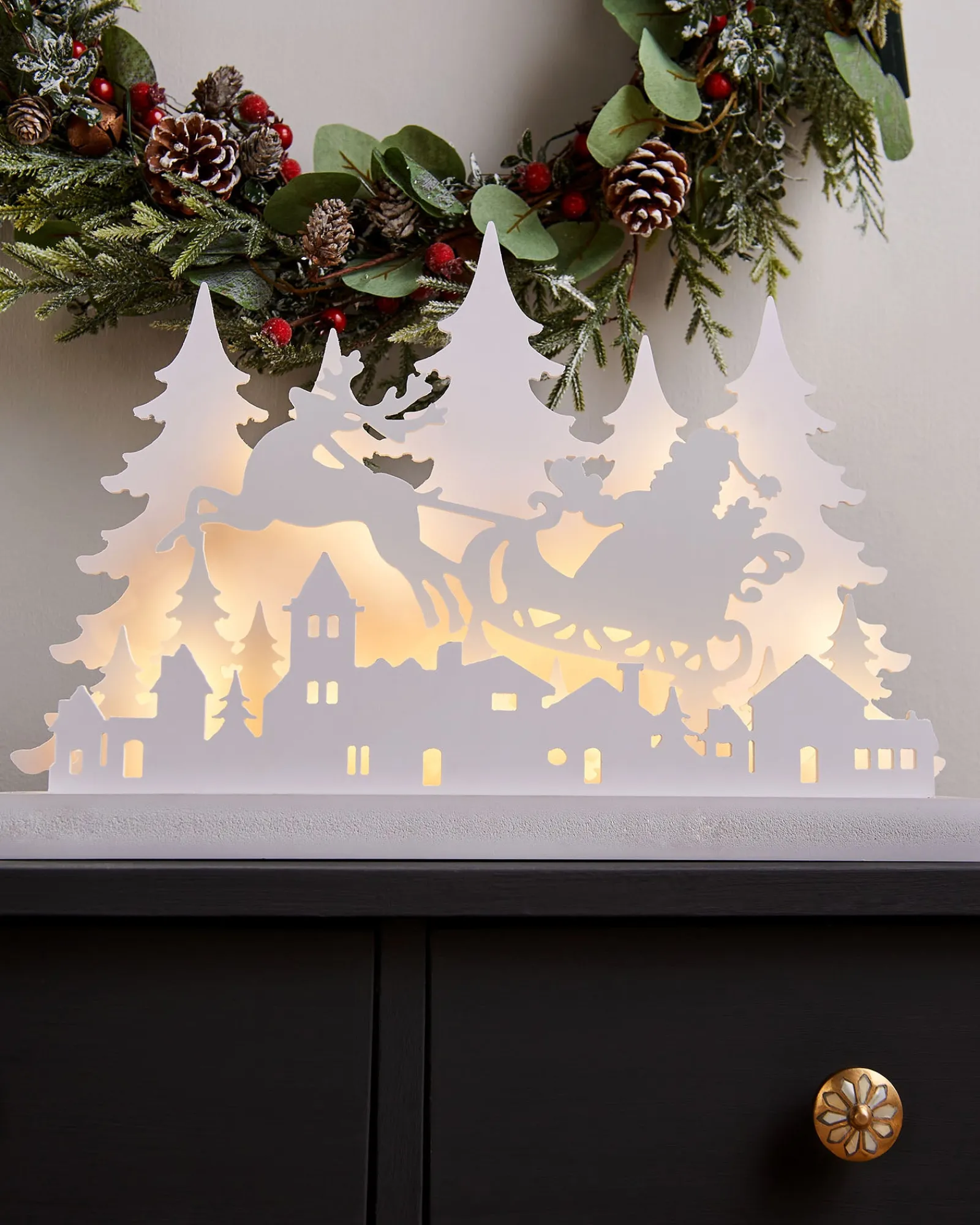 WeRChristmas Pre-Lit Wooden Village Scene, 44 Cm