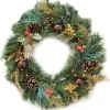 WeRChristmas Pre-Lit Wreath, Red/Gold, 60 Cm