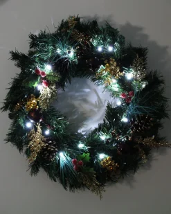 WeRChristmas Pre-Lit Wreath, Red/Gold, 60 Cm