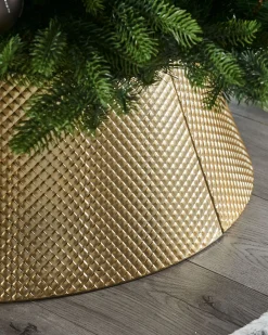 WeRChristmas Quilted Metal Tree Collar, Gold, 71 Cm