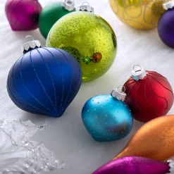 WeRChristmas Rainbow Glass Baubles 5 Pack, 15 Cm