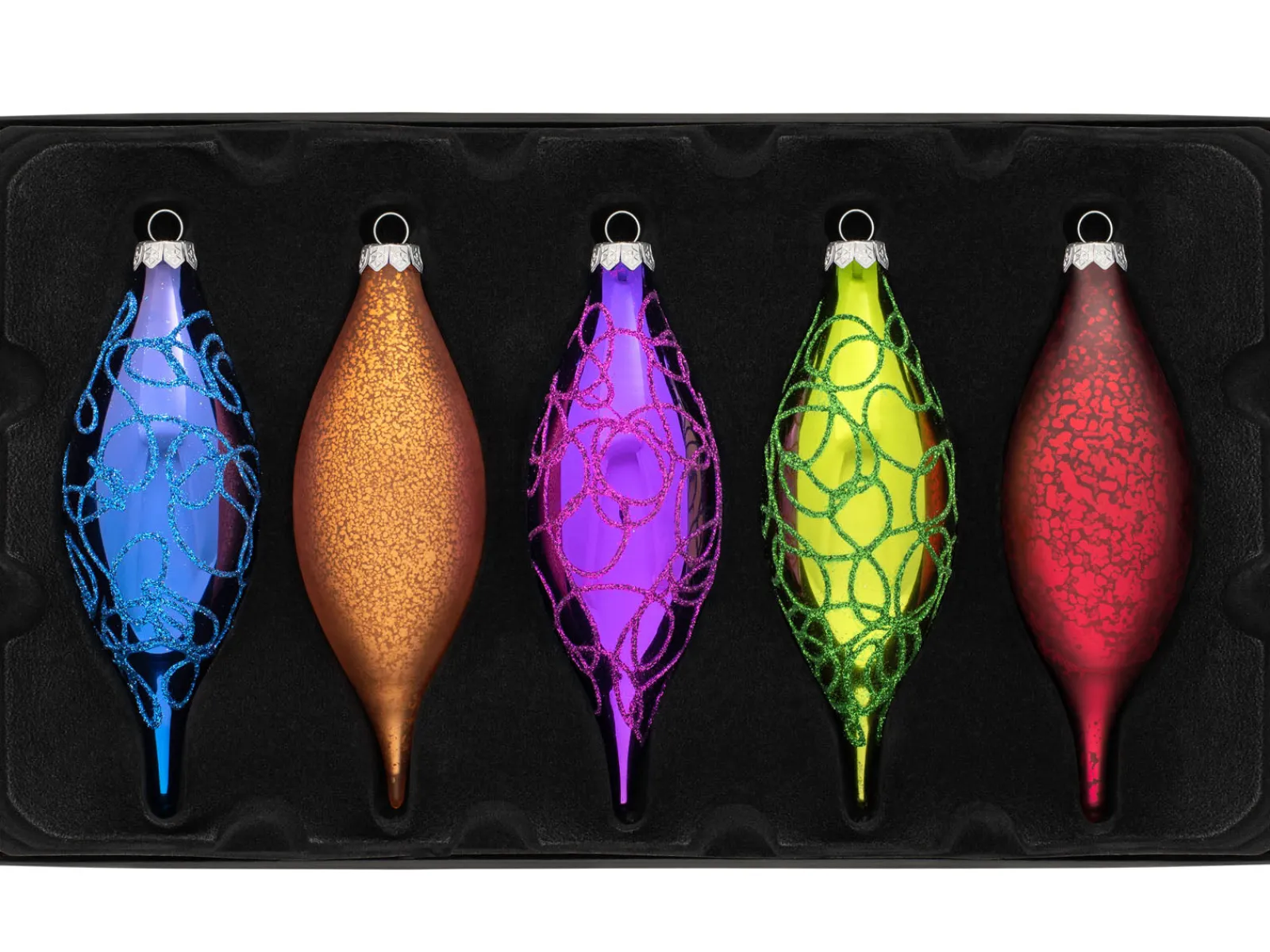 WeRChristmas Rainbow Glass Baubles 5 Pack, 15 Cm