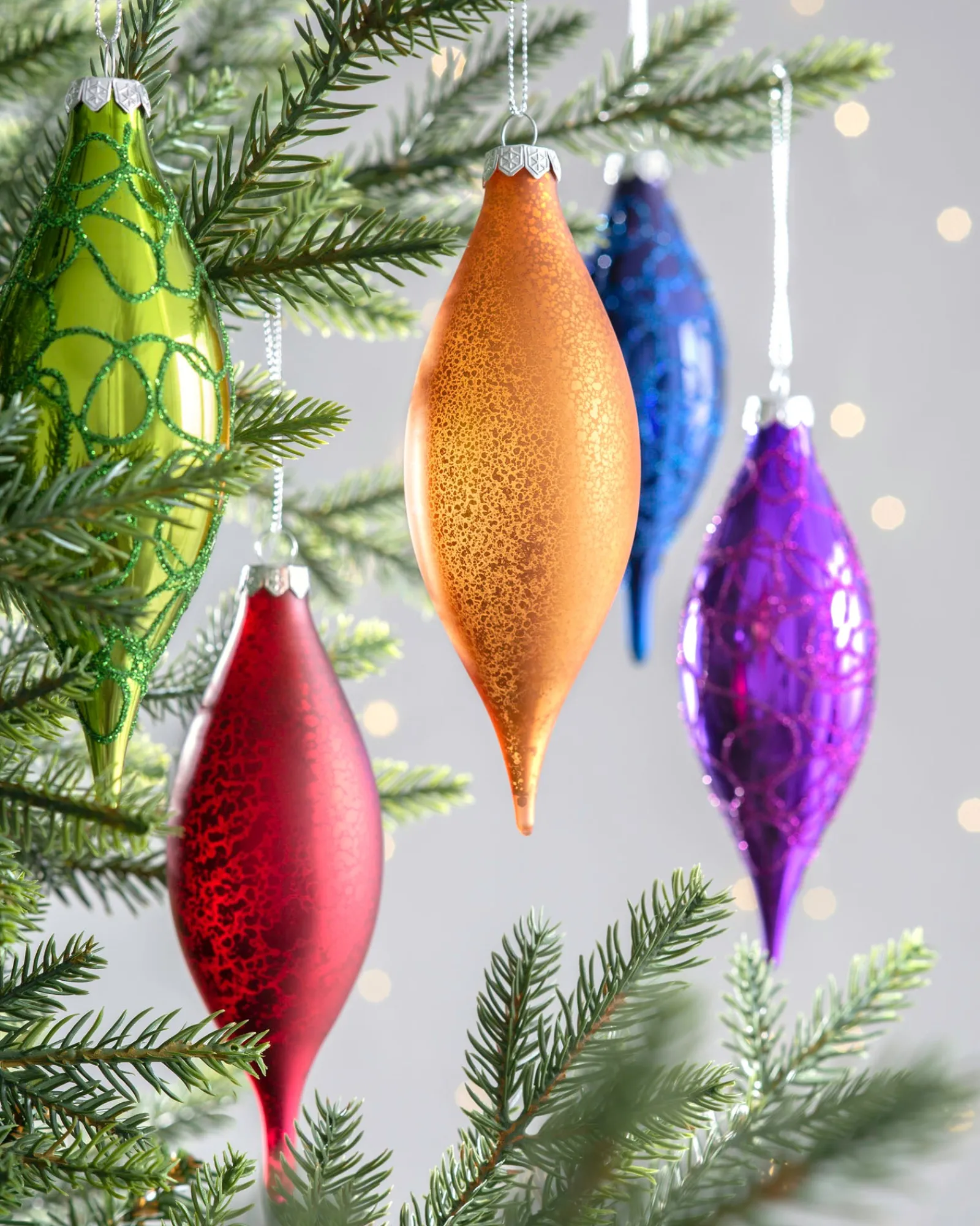 WeRChristmas Rainbow Glass Baubles 5 Pack, 15 Cm