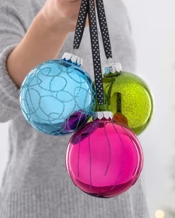 WeRChristmas Rainbow Glass Baubles, 3 Pack, 11 Cm