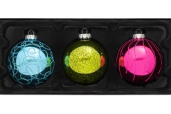 WeRChristmas Rainbow Glass Baubles, 3 Pack, 11 Cm