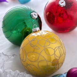 WeRChristmas Rainbow Glass Baubles, 3 Pack, 13 Cm