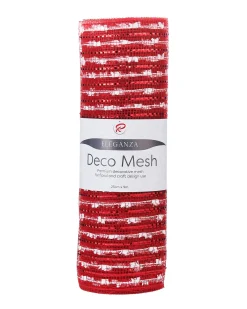 WeRChristmas Red And White Mesh With Red Foil, 9 M