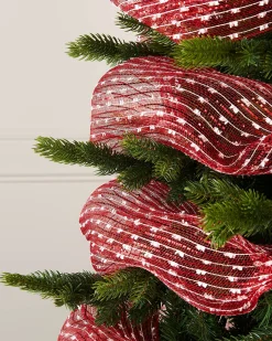 WeRChristmas Red And White Mesh With Red Foil, 9 M