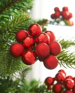 WeRChristmas Red Glass Berry Cluster Baubles, 5 Pack