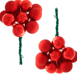 WeRChristmas Red Glass Berry Cluster Baubles, 5 Pack