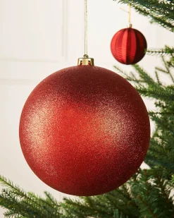 WeRChristmas Red Large Glitter Shatterproof Bauble, 20 Cm