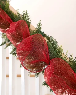 WeRChristmas Red Mesh With Red Foils, 9 M