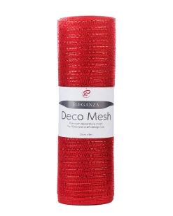 WeRChristmas Red Mesh With Red Foils, 9 M
