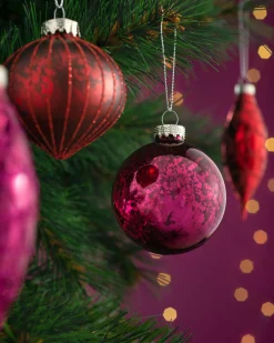 WeRChristmas Ruby Glass Baubles, 20 Pack