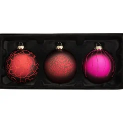 WeRChristmas Ruby Glass Baubles, 3 Pack, 10 Cm