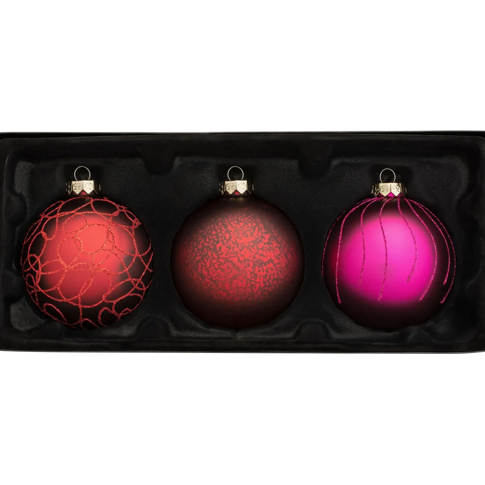 WeRChristmas Ruby Glass Baubles, 3 Pack, 10 Cm