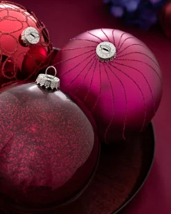 WeRChristmas Ruby Glass Baubles, 3 Pack, 13 Cm