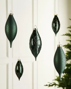 WeRChristmas Sage Green Glass Baubles, 5 Pack, 15 Cm