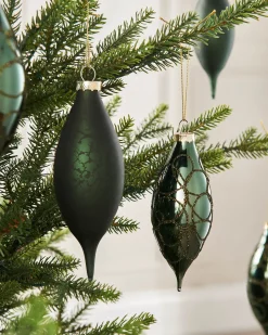 WeRChristmas Sage Green Glass Baubles, 5 Pack, 15 Cm