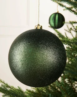 WeRChristmas Sage Green Large Glitter Shatterproof Bauble, 20 Cm
