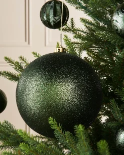 WeRChristmas Sage Green Large Glitter Shatterproof Bauble, 20 Cm