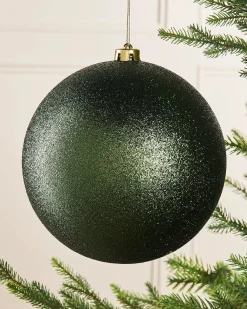 WeRChristmas Sage Green Large Glitter Shatterproof Bauble, 20 Cm