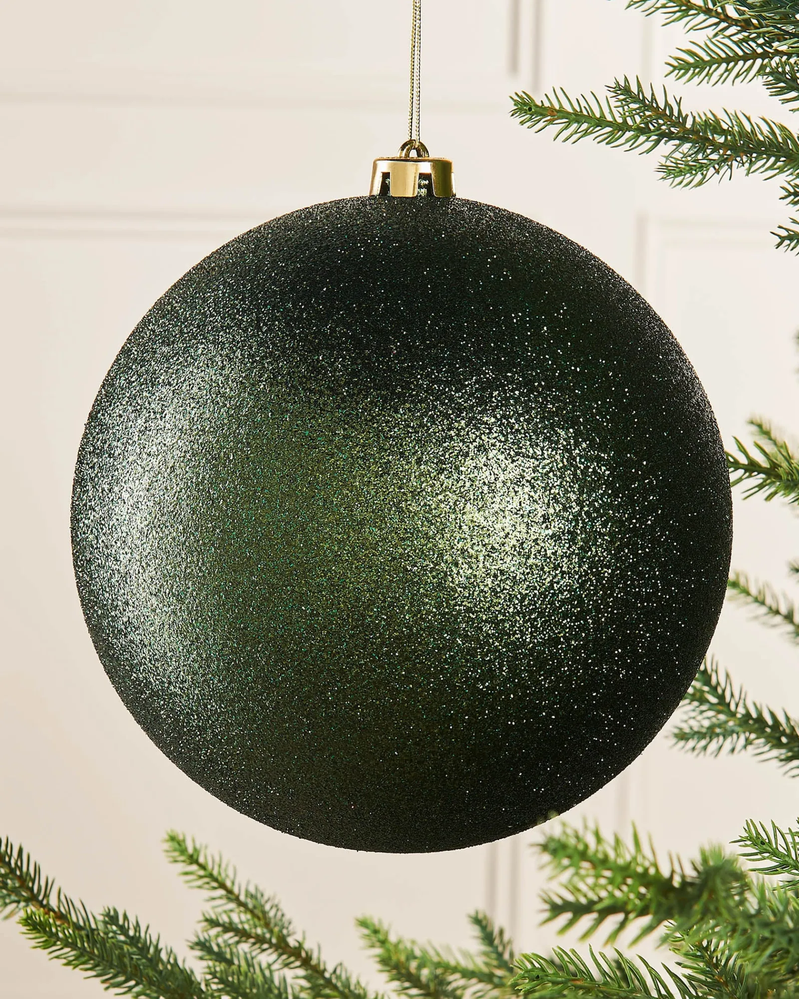WeRChristmas Sage Green Large Glitter Shatterproof Bauble, 20 Cm