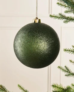 WeRChristmas Sage Green Large Glitter Shatterproof Bauble, 15 Cm