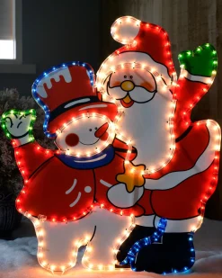 WeRChristmas Santa And Snowman Rope Light Silhouette, 71 Cm