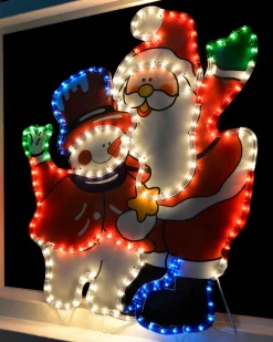 WeRChristmas Santa And Snowman Rope Light Silhouette, 71 Cm
