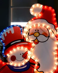 WeRChristmas Santa And Snowman Rope Light Silhouette, 71 Cm