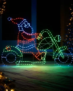 WeRChristmas Santa On A Motorbike Rope Light Silhouette, 1.6 M