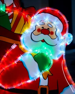 WeRChristmas Santa On Chimney Rope Light Silhouette, 95 Cm
