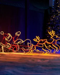 WeRChristmas Santa Sleigh Reindeer LED Rope Light Silhouette, 156 Cm