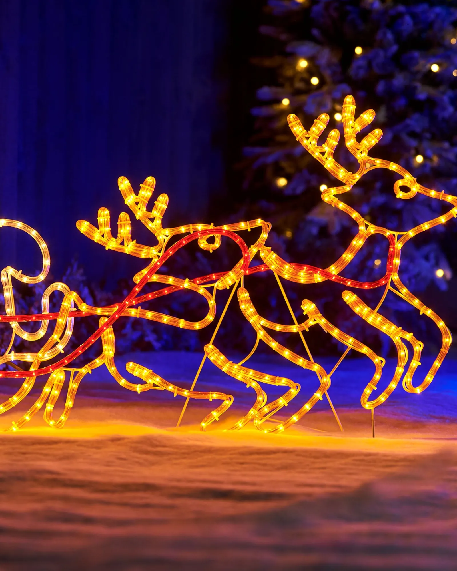 WeRChristmas Santa Sleigh Reindeer LED Rope Light Silhouette, 156 Cm