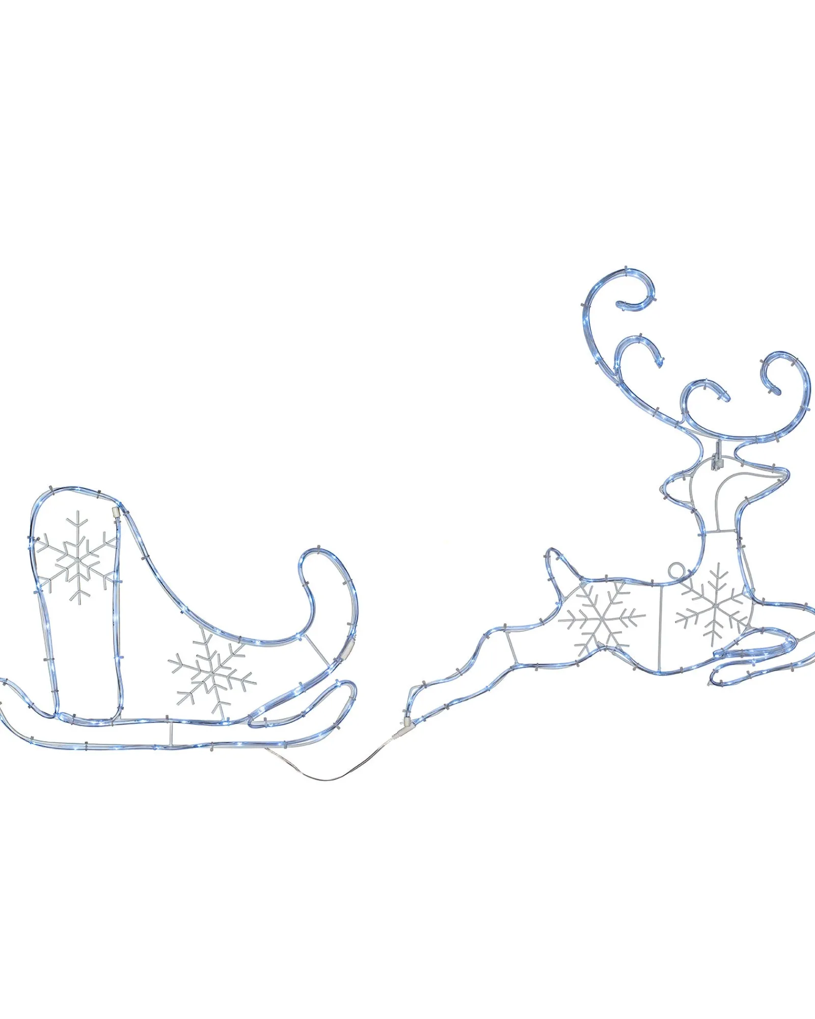 WeRChristmas Santa Sleigh With Reindeer Rope Light Silhouette, 60 Cm