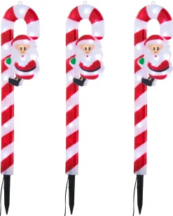 WeRChristmas Set Of 3 Candy Cane Pathway Stake Lights, 60 Cm