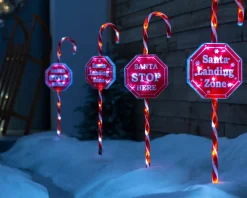 WeRChristmas Set Of 4 Candy Cane Pathway Stake Lights, 80 Cm