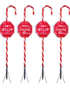 WeRChristmas Set Of 4 Candy Cane Pathway Stake Lights, 80 Cm