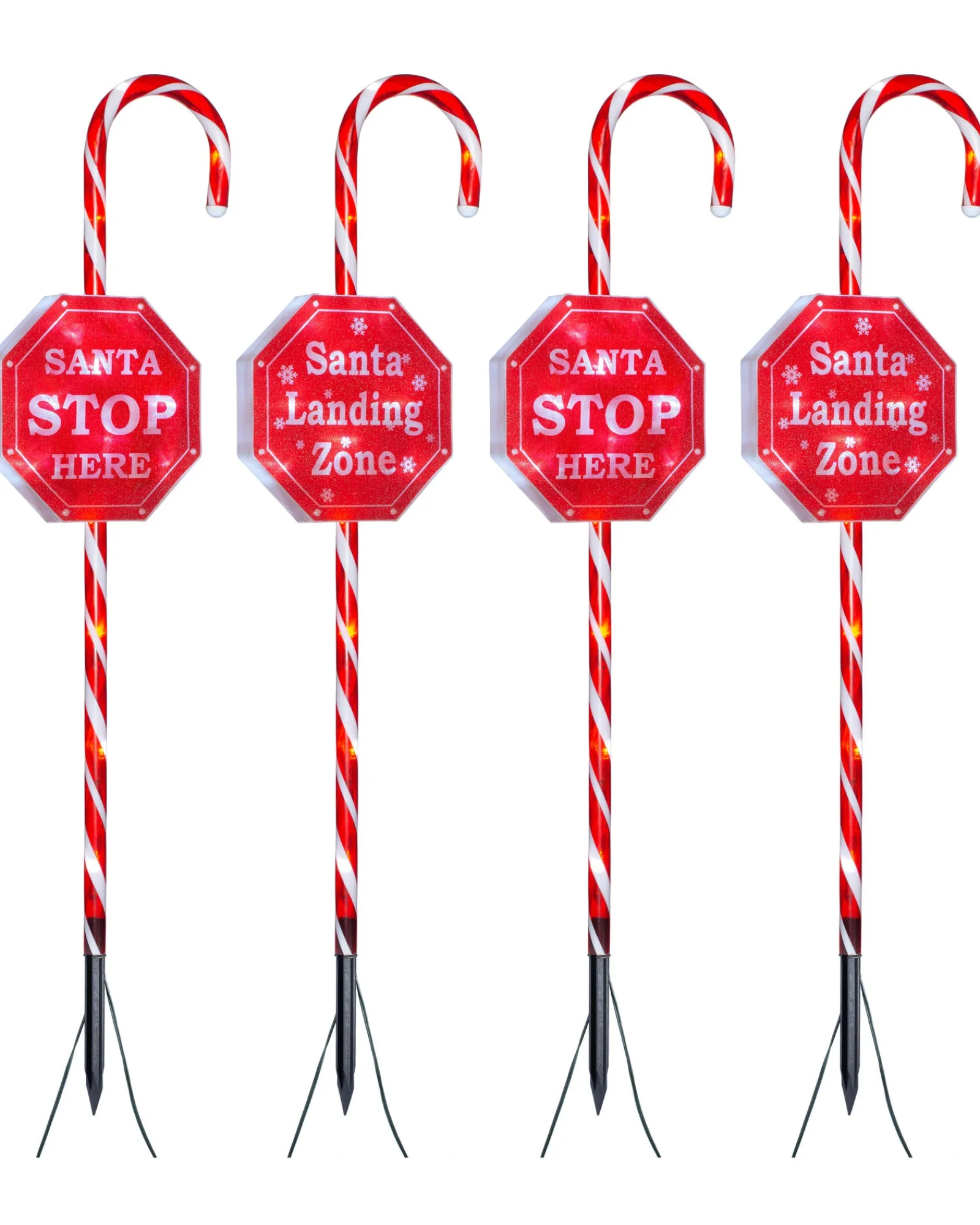 WeRChristmas Set Of 4 Candy Cane Pathway Stake Lights, 80 Cm